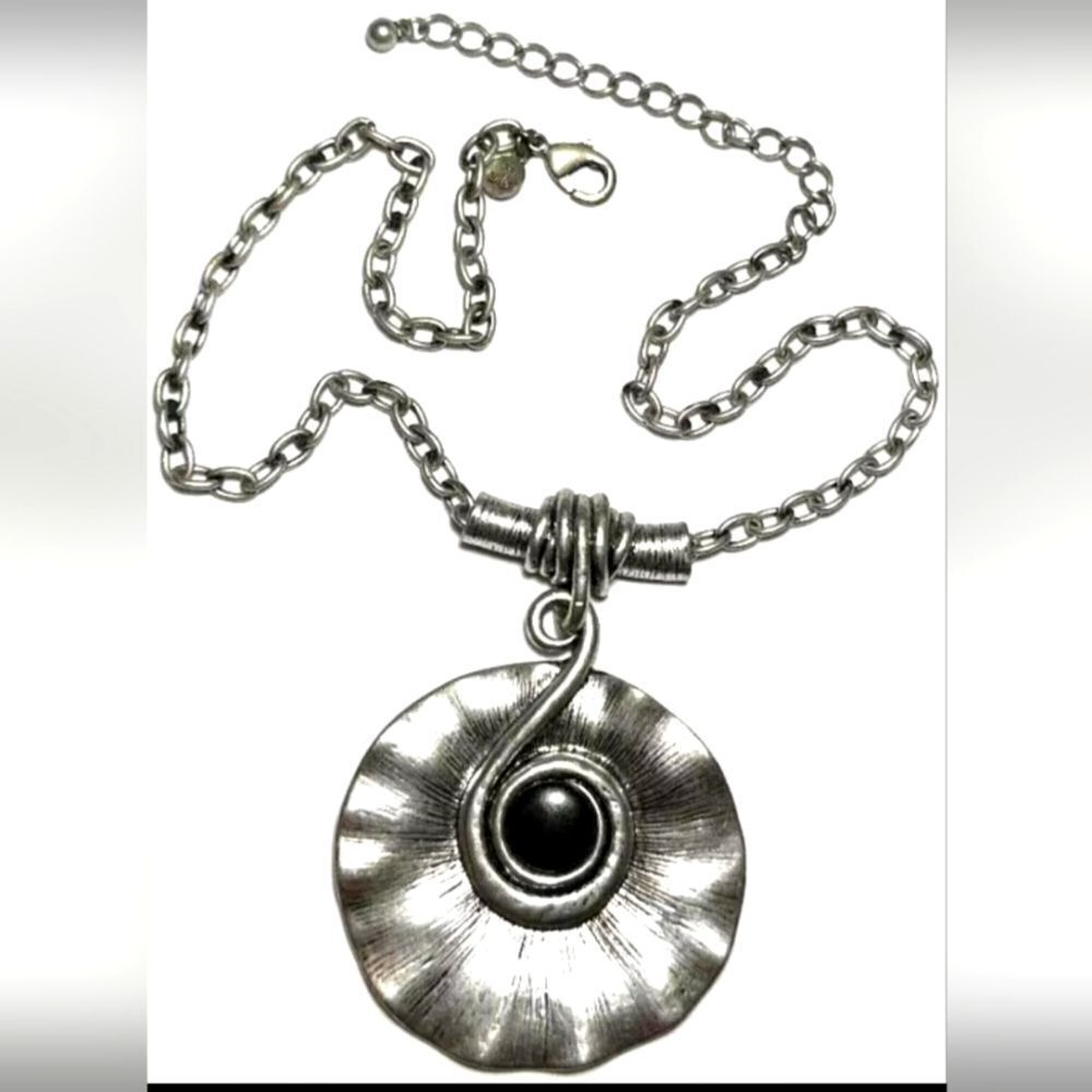 Vtg Jewelry Necklace SIGNED JUST JEWELRY Silver Tn Chain Large  14"-17.5